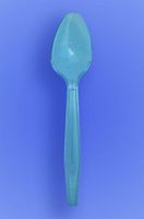Wow Plastics Inc. Medium Weight Spoon 6" - Neon Blue - 2/500 (1,000/Case)