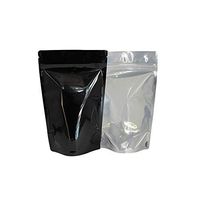 Barrier Bags #4 Black Mylar Eighth Ounce 1/8 oz Gusseted Rx Pill Clear Front Resealable Foil Pouches 3" x 3.5" x 2" (50 Count)