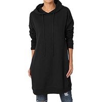 HIRIRI Long Sleeve Loose Casual Pullover Tunics Sweatshirts for Women Hooded Pullover Tops Mini Dress Black