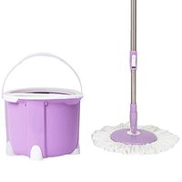 Broom and Dustpan With Long Handle Telescopic Upri Microfibre Space Saving Rapid Drying Spinning Mop Extendable Handle Easy Wring Stainless Steel Disc Mopping artifact Floor living room bathroom Clean