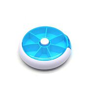 Antrader Convenient Rotating 7 Day Weekly Pill Box, Portable Vitamins Medicine Tablet Cod Liver Oil Organizer Dispenser Holder Reminder with Push Button Rotation Design, Round, Blue
