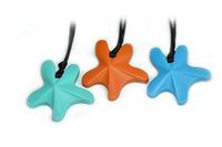 chubuddy Chewable Star Fish Pendant Chewies Set of 3, Non-Toxic Material-Aqua, Orange, Blue