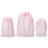 Drawstring Treat Cello Bags Assorted Sizes 6x9 8x10 10x13 for Kids Party Favors Goodies Gift Wrapping, Gym Sports Travel Garments Organizing Storage Bottom Gusset, Pack of 15 by Quotidian (Pink)