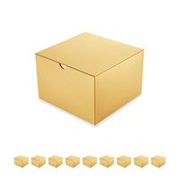 PACKQUEEN 10 Gift Boxes 6x6x4 Inches, Gold Gift Boxes with Lids, Paper Gift Boxes for Light Weight Gifts, Cupcake Boxes, Glossy Gold, Textured Finish