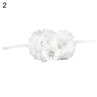 Ugthe Baby Accessories Toddler Baby Girls Faux Flower Pearl Baptism Headband Headdress Photo Props - 2