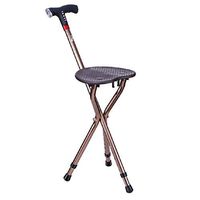 JLDN Cane with Seat, Aluminum Alloy Three-Legged Non-Slip Multifunction Adjustable Height Folding Walking Stick