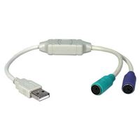 QVS USB-PS2YB USB to PS/2 for Keyboard and Mouse Adaptor Cable - USB/(PS/2) for Keyboard/Mouse - 1 ft - 1 x Type A Male USB - 2 x Mini-DIN (PS/2) Female Keyboard/Mouse - Green, Purple, Beige (QVSUSB-PS2YB )