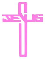 Jesus Cross Christian [Pick Any Color] Vinyl Transfer Sticker Decal for Laptop/Car/Truck/Window/Bumper (3in x 2.2in, Pink)
