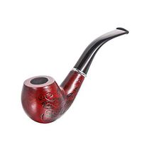 YF Bent Tobacco Pipes Handmade Sandalwood Smoking Pipe(Red)