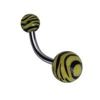 1pc Zebras Print Ball Belly Navel Ring Barbell Button Piercing 14G Color U Pick Beauty Womans Jewerly Accessory Unique Creative | Color - Yellow.Black
