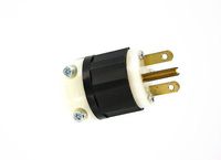 Leviton 5666-PLC 15 Amp, 250 Volt, NEMA 6-15P, 2P, 3W, Straight Blade, Plug, Industrial Grade, Grounding, Power Light, Black-White