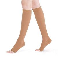 Fytto 2120 Open-Toe Women’s Compression Socks, 20-30 mmHg Graduated Support – Firm Medical Hosiery for Varicose Veins, Lymphedema, and DVT, Knee High, Nude, Small