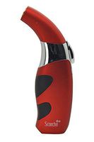 Scorch Torch Butane Satin Finish Stainless Steel Curved Refillable Lighter (red)