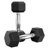 (US Stock) Barbell Set of 2 Hex Rubber Dumbbell with Metal Handles Pair of 2 Heavy Dumbbell (C - 20 LBS)