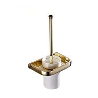 AQJD Brass Toilet Bowl Brush and Holder Gold Toilet Brush with Holder Polished Finish,Wall Mounted