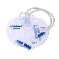 ReliaMed Standard Vented Drainage Bag with Double Hanger Anti-Reflux Valve 2,000 mL