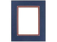 PA Framing Double Photo Mat Board, Pre-Cut Framing Mat - Cream Core, Bottle Blue/Deep Red, 8"x10" (Frame), 5"x7" (Photo)
