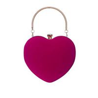 Fashionhe Handbag Women Heart Shaped Cosmetic Bag Evening Party Bag Clutch Purse Shoulder Bag Cross Bag(Hot Pink)