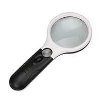 Magnifier 3 LED Light with 3X 45X Zoom Handheld Magnifier Reading Magnifying Glass Lens Loupe White and Black