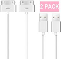 Phone 4s Cable, 30-Pin USB Sync and Charging Data Cable for Phone 4/4S/3G/3GS, Pad 1/2/3, and Pod (3'/1 Meter) - Pack of 2