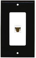 RiteAV Decorative 1 Gang 1 Port Cat6 Wall Plate - Black/White - Bracket Included