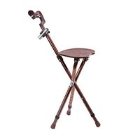 LTLHXM Walking Stick Seat Folding Stool/Chair Aid Tripod Crutch Chair Seat Elderly with Night Light Portable Lightweight Walking Crutch with Non-Slip Pad Adjustable Cane for Men and Women