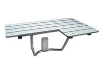 CSI Bathware SEA-WB3221-LH-PH ADA Bathroom Shower Bath Seat Folding Wall-Mounted Left Hand White Phenolic Seat, 32-Inch x 21-Inch, White/Stainless Steel