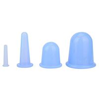 Simlug Cupping Cup, 4pcs Vaccum Facial Massager Cupping Cup Face Lifting Firming Care Therapy Treatment(Blue)