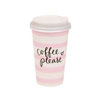 Eccolo World Traveler Dayna Lee “Coffee Please” 16 Ounce Disposable Cups with Lids and Sleeves, Gift Pack of 12