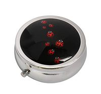 COWGOGO Ladybug Custom Design Fashion Silver Round Glass Pill Case Decorative Metal Pill Box