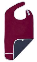 Adult Bib for Eating, Waterproof Clothing Protector with Crumb Catcher. Machine Washable (red)