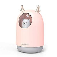 300ml Cool Mist Ultrasonic Humidifier,USB Charge Cute Humidifier with 7 LED Lights Changing Auto Shut-Off for Home Study Baby Bedroom Office Yoga Nursery Kids (Pink)
