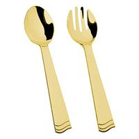 TigerChef Gold Heavy Duty Disposable Plastic Set Of 12 Serving Utensils 6 Serving Spoons 6 Serving Forks (Utensil Set, Gold)