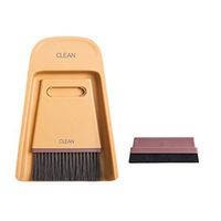 Exceart 1 Set Small Broom Brush Set Desktop Cleaning Tools Table Sweeper Broom Dustpan Accessories for Small Home Shop Store (Yellow)