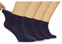 Hugh Ugoli Lightweight Men's Diabetic Ankle Socks Bamboo Thin Socks Seamless Toe and Non-Binding Top, 4 Pairs, Navy Blue, Shoe size: 8-12