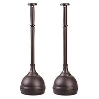 mDesign Plastic Bathroom Toilet Bowl Plunger Set with Lift & Lock Cover, Compact Discreet Freestanding Storage Caddy with Base, Sleek Modern Design - Heavy Duty, 2 Pack - Bronze