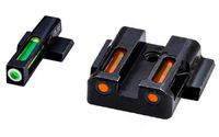 HIVIZ Litewave H3 Sight Tritium LitePipe Day/Night for M&P Fullsize & Compact in All Calibers, Green/Orange litepipes w/White Front Ring, Green/Orange litepipes w/White Front Ring