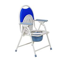 Vei Jie Folding Commode Chair, Portable Shower Chair, Anti-Splash Bucket with Toilet Lid, Cushion Backrest/seat, White, 150kg Load - Flip Cover db