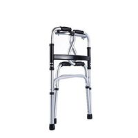 HANGER Walking Auxiliary Tools - Height Adjustable Four Corners Support Thicken Aluminum Healthcare Folding Lightweight Aluminium Can Sit Walking Frame with Wheels, B