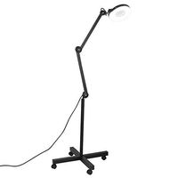 Facial Magnifing Lamp 5X Floor Magnifier Light with Swivel Arm and Rolling Stand Height Adjustable Magnifier Lamp for Beauty Salon Skincare Manicure Tattoo (Black)