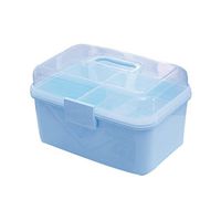 YOUTHUP Double-Layer Medicine Box, Family Capacity First Aid Kit, Suitable for Desktop Storage of Medicines, Skin Care Products (L, Blue)