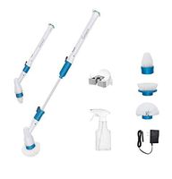 Shower Scrubber with Long Handle,360 Cordless Bathroom Scrubbers with 3 Replaceable Cleaning Shower Scrubber Brush Heads,Extension Handle for Tub,Tile, Floor, Wall,Shower, Bathtub, and Kitchen(Blue)