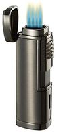 Visol Pyrgos Quad Torch Flame Cigar Lighter with Built-in Punch (Gun Metal)
