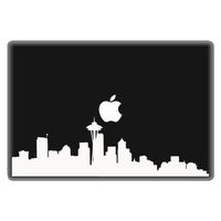Seattle City Skyline - Vinyl 12" wide (color: WHITE) decal laptop tablet skateboard car windows sticker