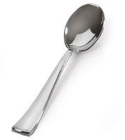 Disposable Silver Teaspoons - 24 Count Silver Plastic Spoons