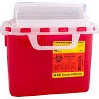 Becton Dickinson Sharps Container 1-Piece 10-3/4 H X 10-3/4 W X 4D Inch 5.4 Quart Red Horizontal Entry Lid, 305517 - Sold by: Pack of One