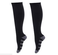 Compression Socks - Premium Design for Men and Women Everyday Use Running Pregnancy Flight & Travel Nursing Best Athletic Fit - Boost Stamina Circulation & Recovery (Black/GrayStripes, Small/Medium)