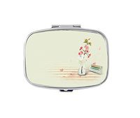 Rectangle Pill Case - Beautiful Floral Arrangements and Books Custom Fashion Style Pill Box - 2 Compartments Pill Box/Pill case