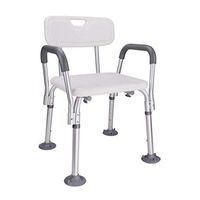 Firsthgus Shower Chair Shower Stool Medical Deluxe Shower Seat, Bath Stool with Armrests, Height Adjustable Non-Slip Great for Elderly, Senior, Handicap Disabled Max 136kg