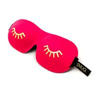 SMUG Active Eyelash Friendly Contoured Sports Therapy 3D Blackout Sleep Mask/Eye Mask, Bright Pink Wink Print